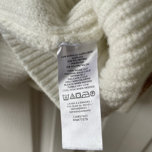 Ann Taylor Cream and Tan Turtleneck Sweater with Gold Buttons - Picture 4 of 4